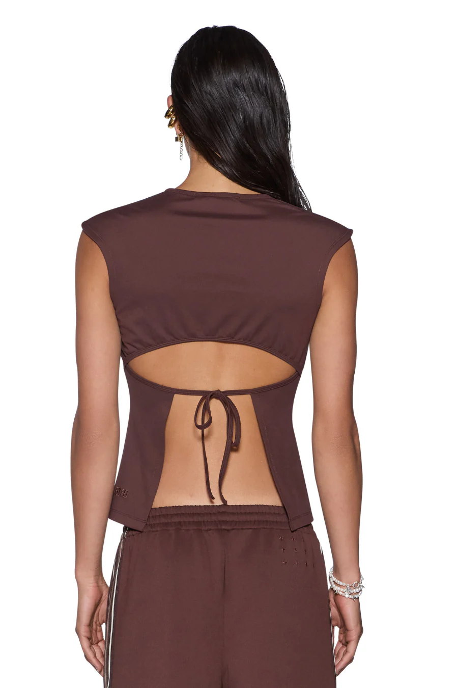 99 Slim Open Back Tee Mocha - Image 2