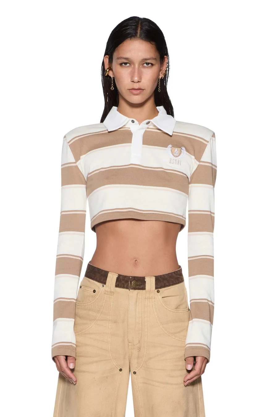 Academy LS Polo Shirt Tan Stripe