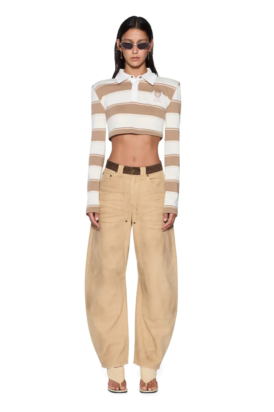Academy LS Polo Shirt Tan Stripe - Image 3