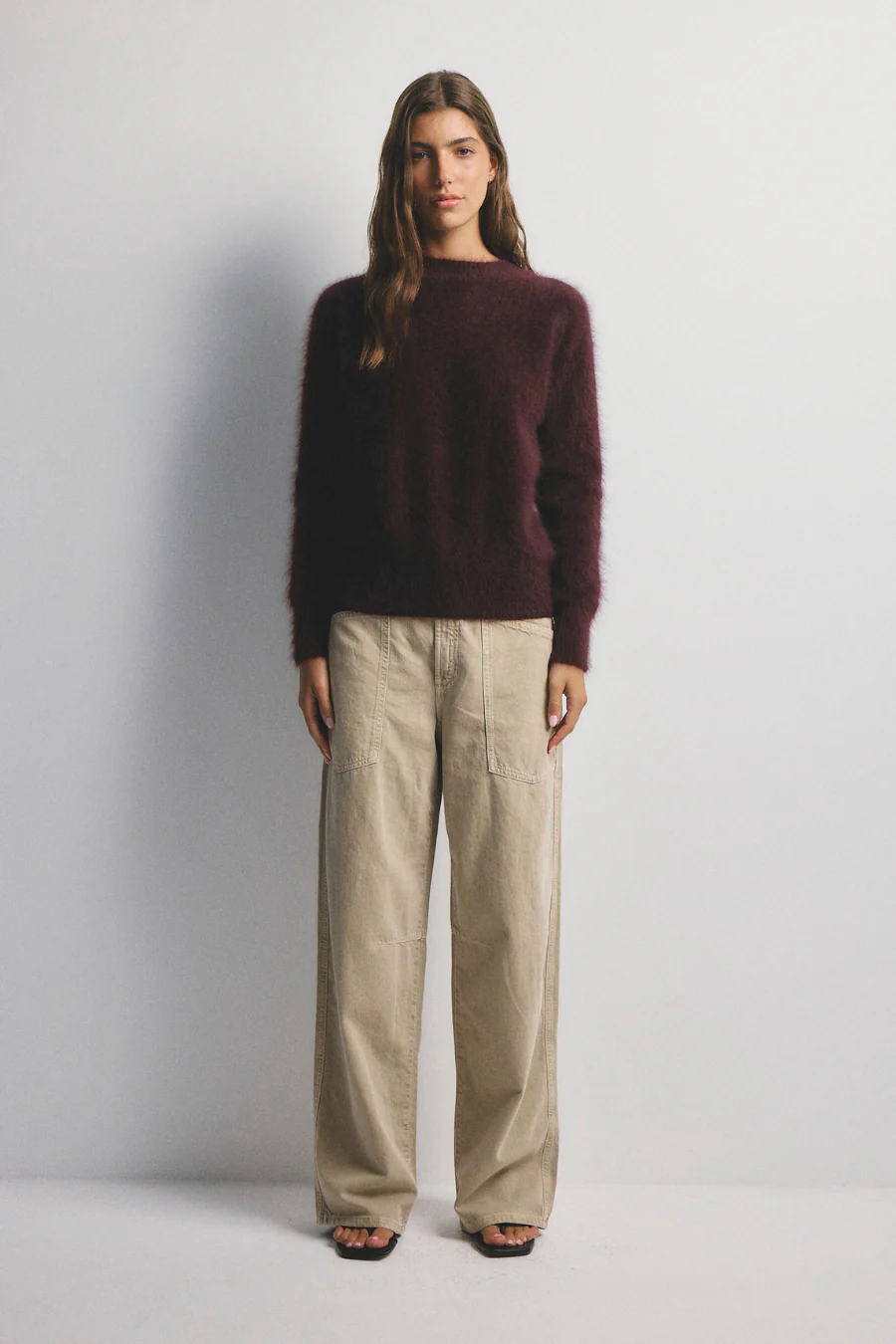 Adele Cashmere Crew Neck Knit Aubergine