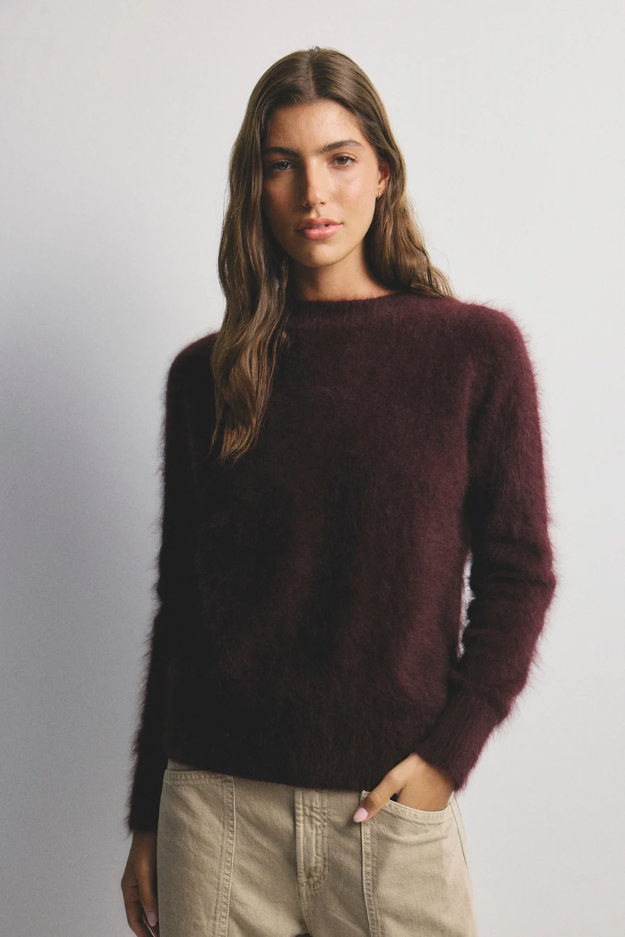 Adele Cashmere Crew Neck Knit Aubergine - Image 2