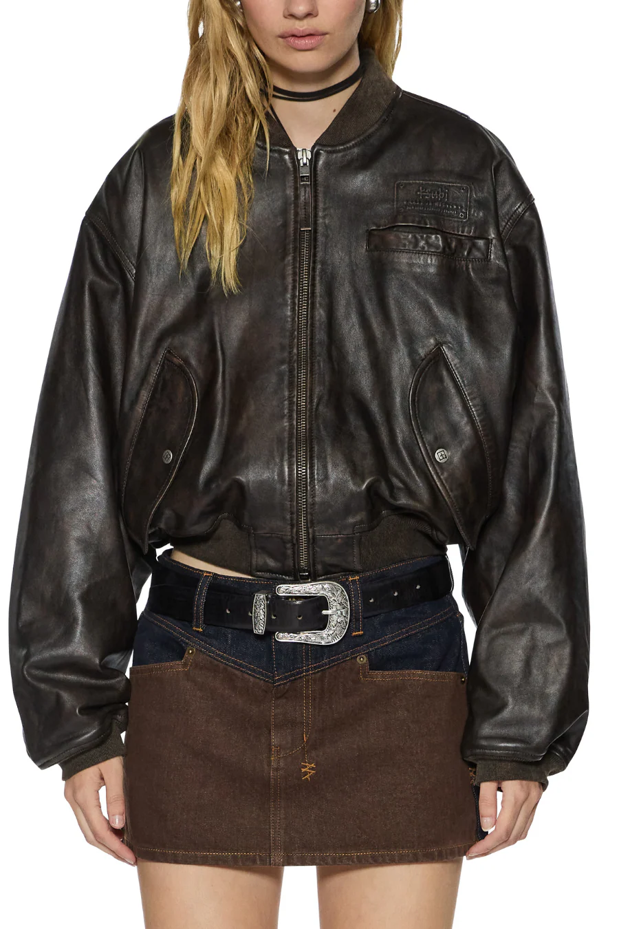 Alpha Crop Bomber Worn Black - Image 3