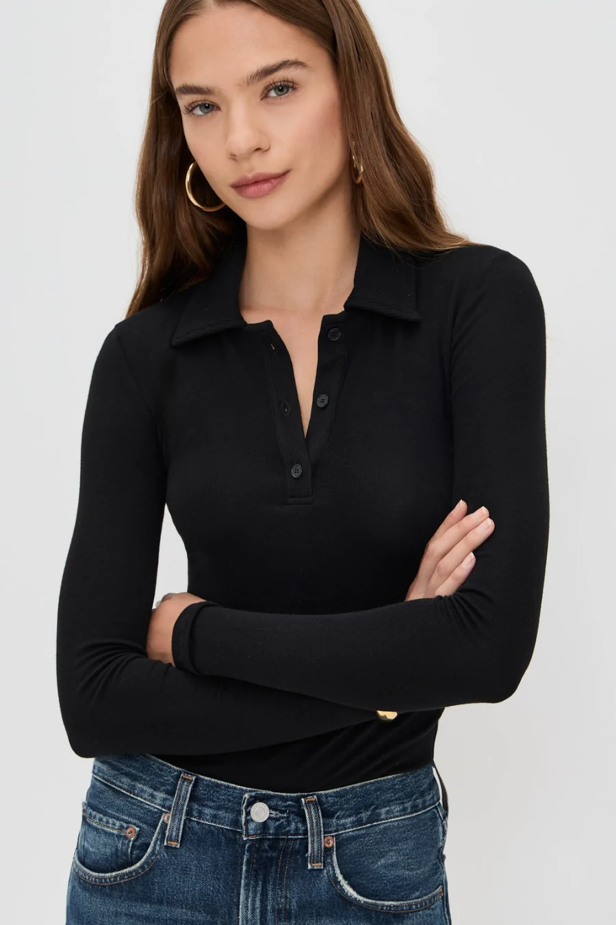Amos Long Sleeve Polo Black