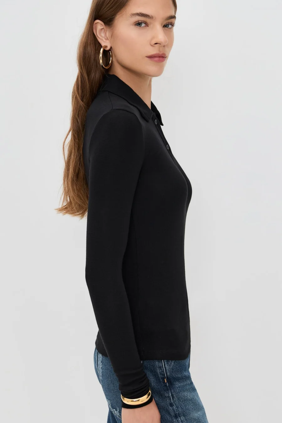 Amos Long Sleeve Polo Black - Image 3