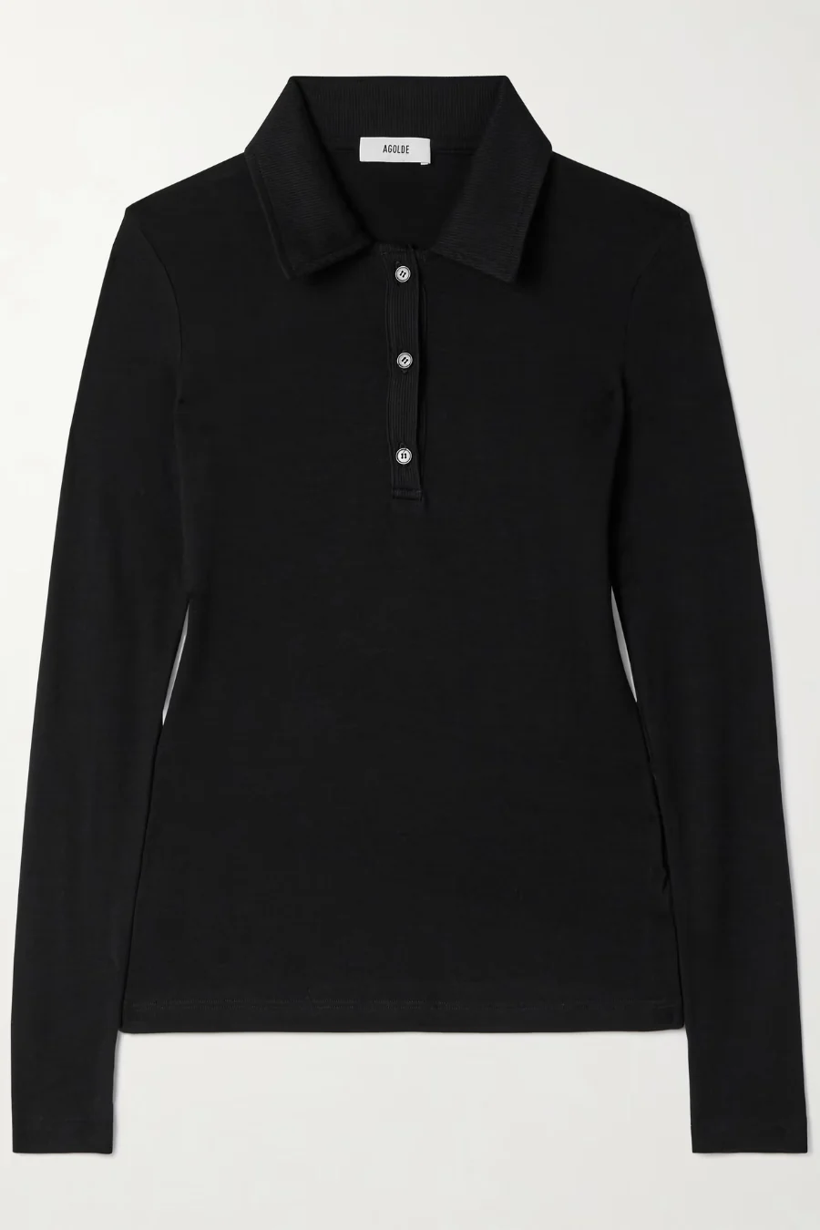 Amos Long Sleeve Polo Black - Image 4