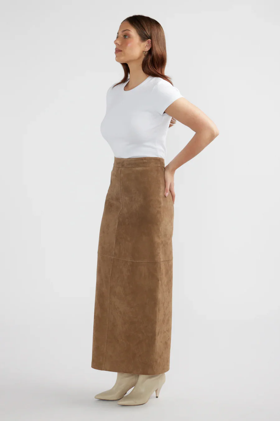 Ana Suede Maxi Skirt Toffee - Image 3