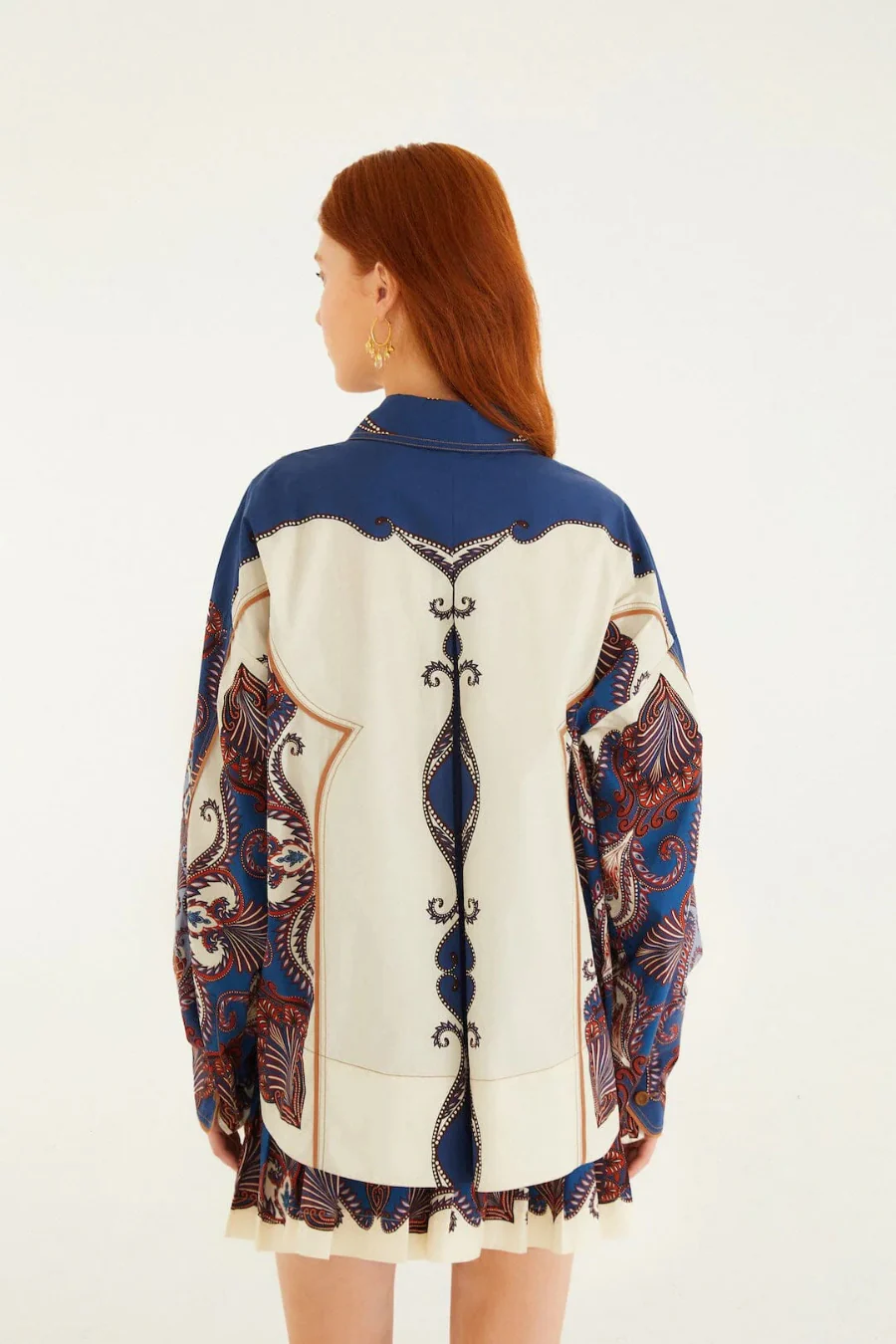 Arabesque Scarf Collared Organic Cotton Shirt Sand - Image 2