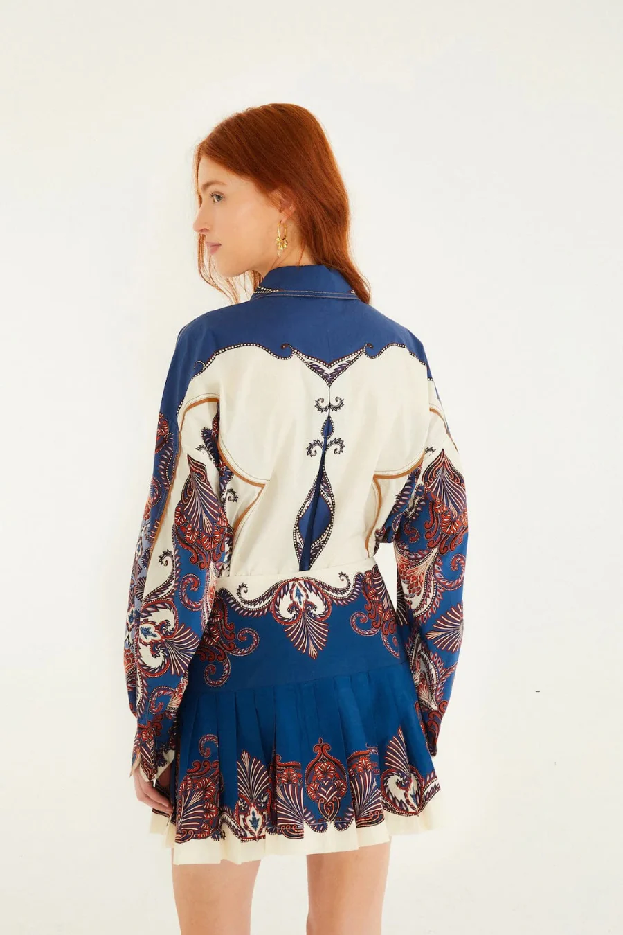 Arabesque Scarf Mini Skirt Blue - Image 2