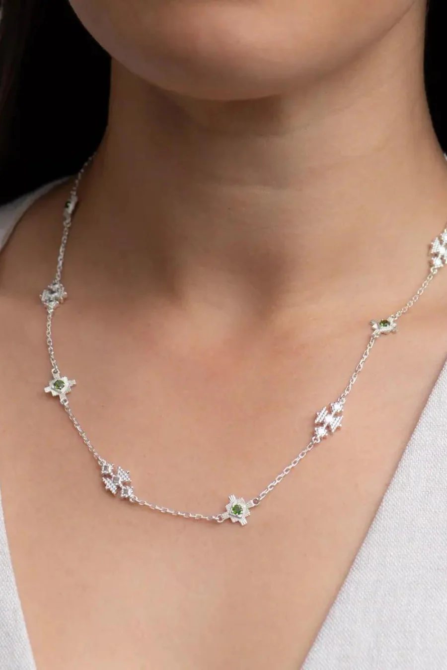 Ayllu Necklace Sterling Silver - Chrome Diopside - Image 2