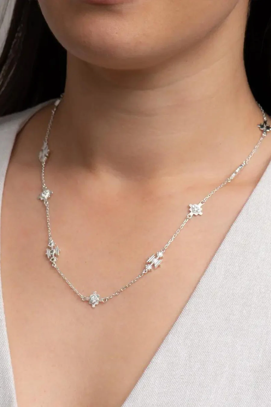 Ayllu Necklace Sterling Silver - White Zircon - Image 2