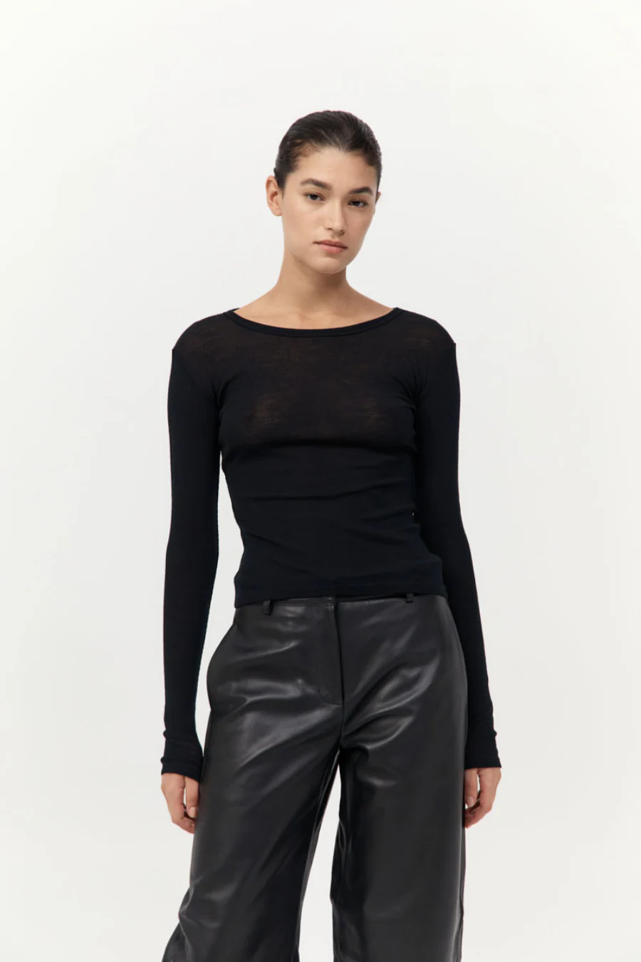 Baby Wool Long Sleeve Top Black - Image 2