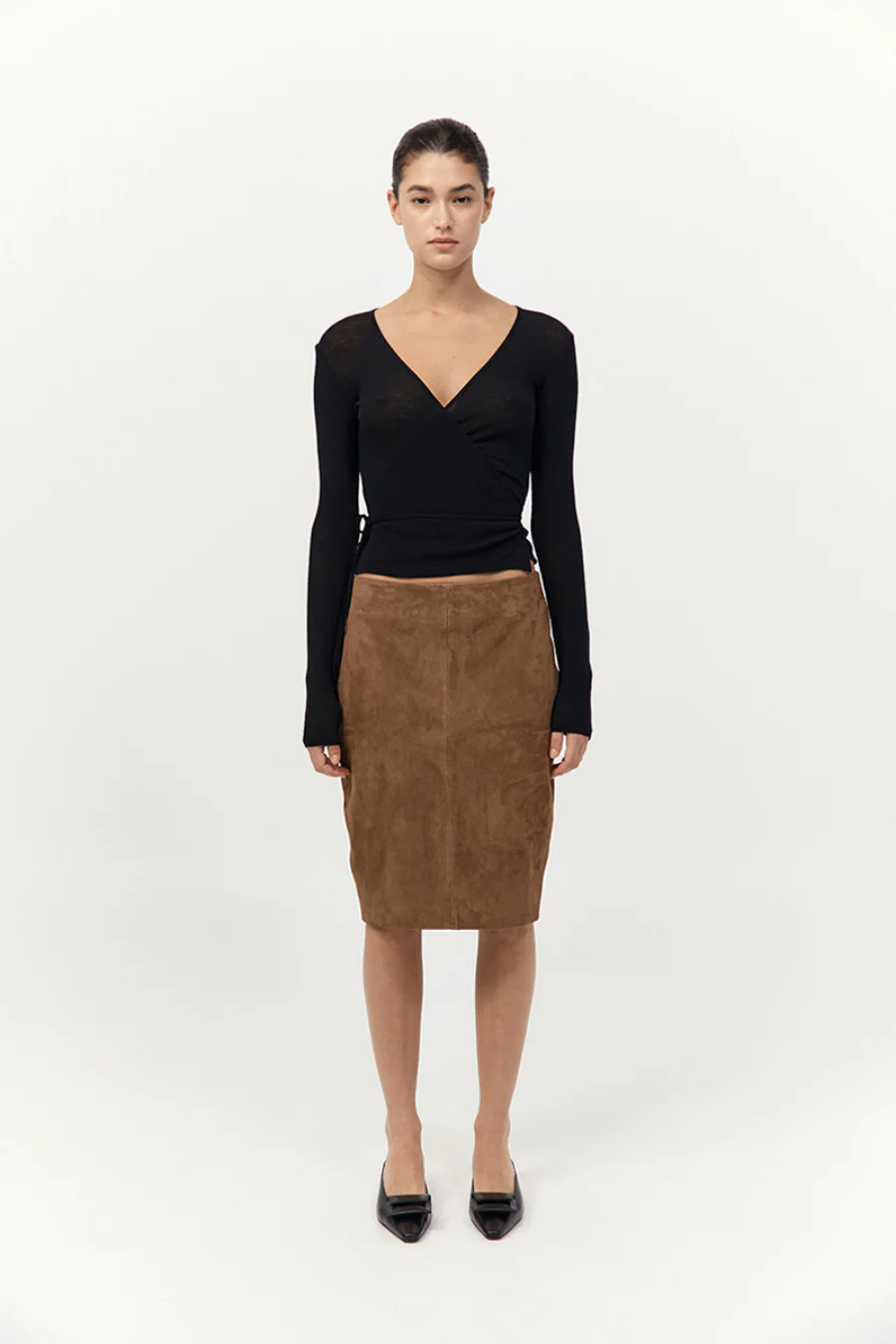 Baby Wool Wrap Top Black