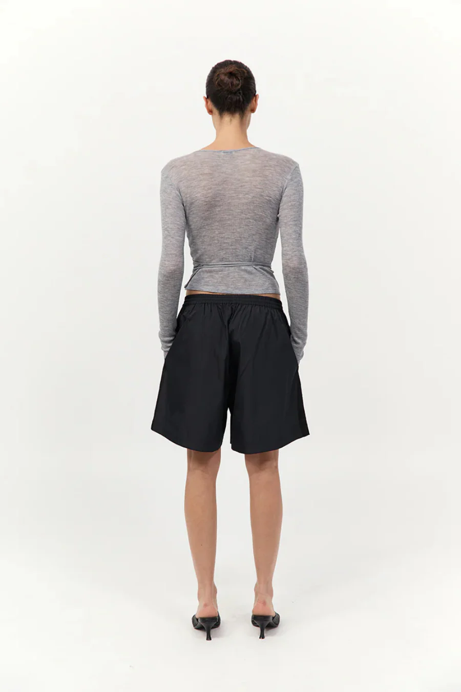 Baby Wool Wrap Top Grey Marle - Image 2
