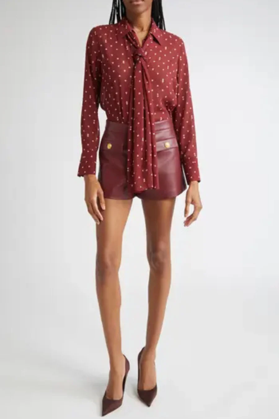Basil Blouse With Neck Scarf Black Cherry - Image 3