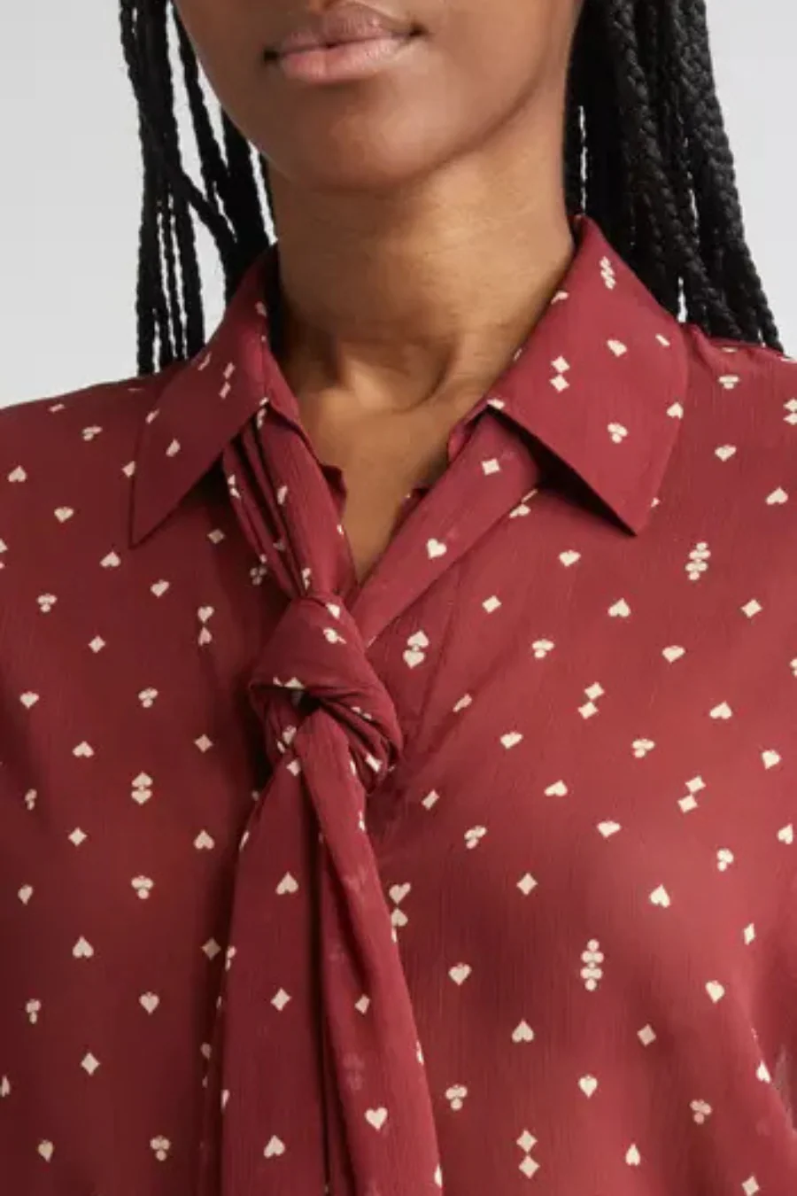 Basil Blouse With Neck Scarf Black Cherry - Image 4
