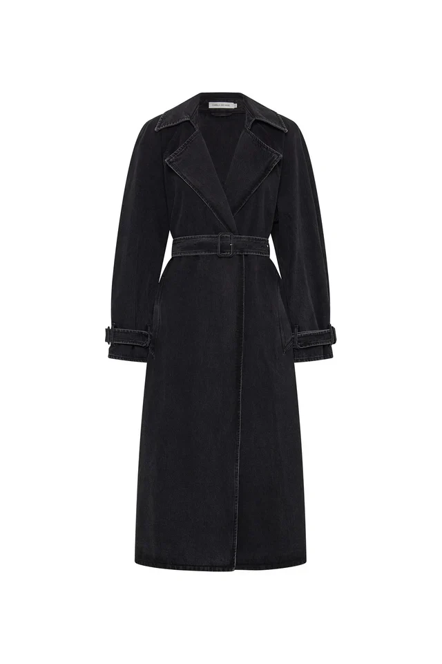 Bea Denim Trench Coat Soft Black - Image 2