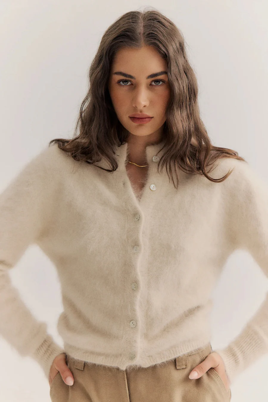 Bella Cashmere Cardigan Oatmeal - Image 2