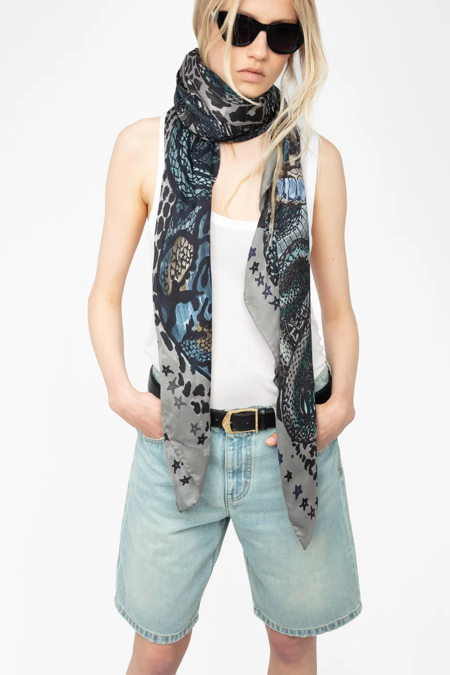 Billie Snakes Scarf Medium Grey - Image 2