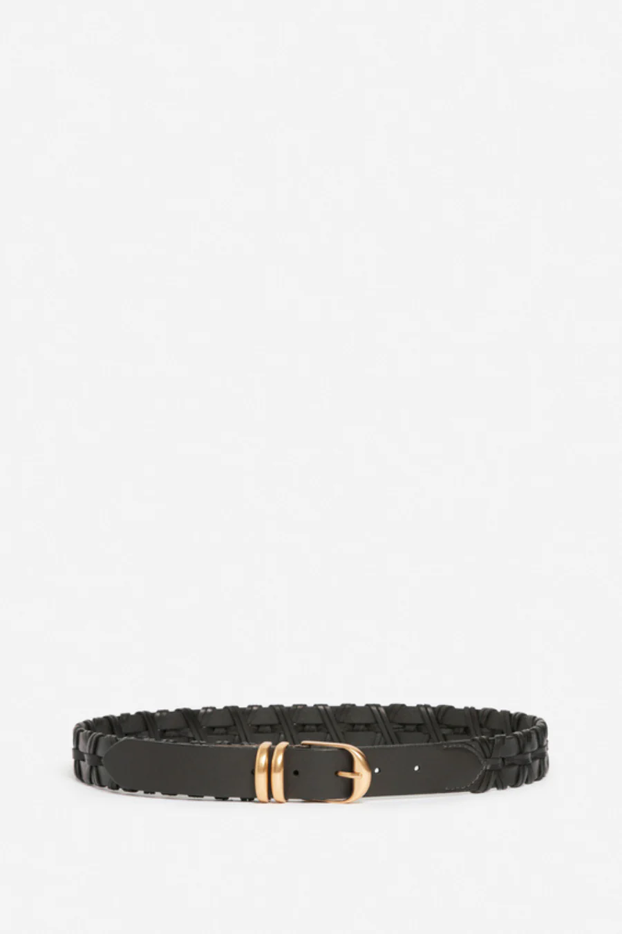 Black Braided Leather Belt 30mm - Image 2