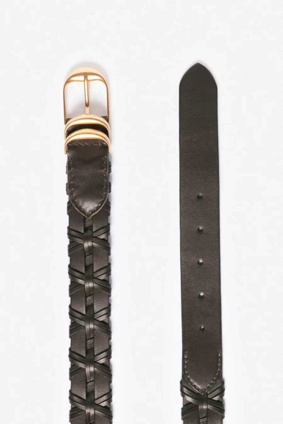 Black Braided Leather Belt 30mm - Image 3