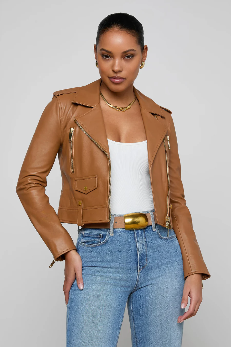 Blakely Biker Jacket  Soft Cognac - Image 2