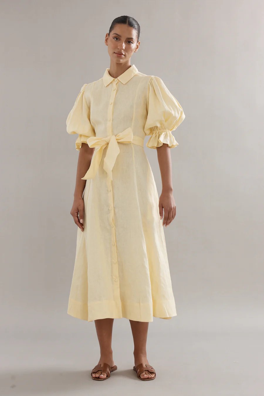 Bloom Dress Yellow Linen