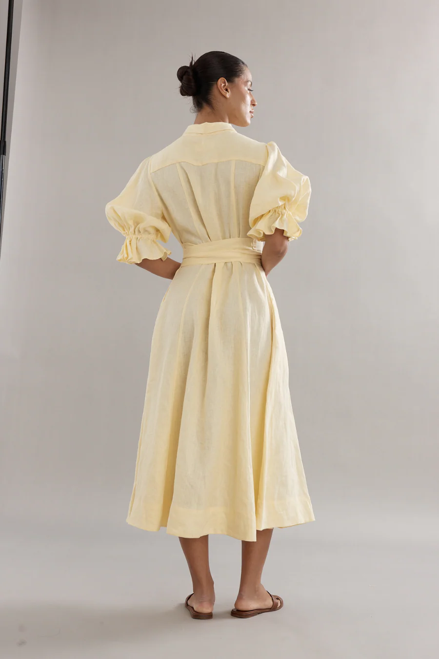 Bloom Dress Yellow Linen - Image 2