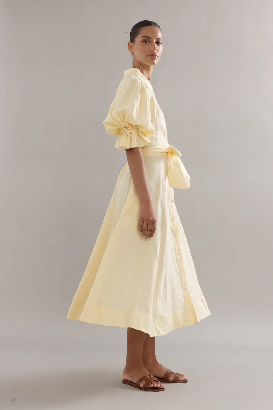Bloom Dress Yellow Linen - Image 3