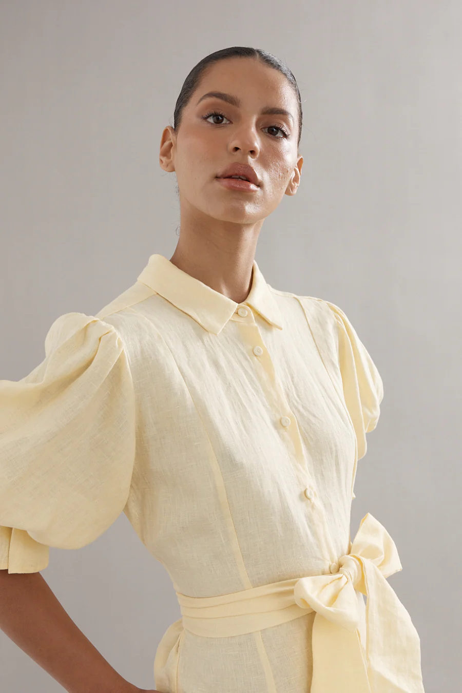 Bloom Dress Yellow Linen - Image 4