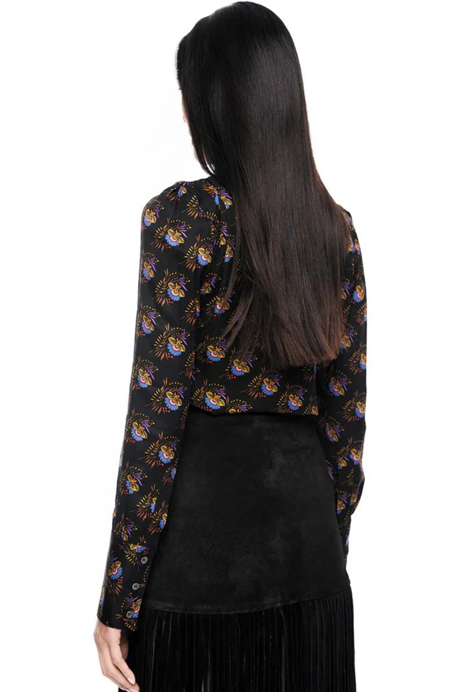 Box Pleat Shirt Black Floral - Image 2