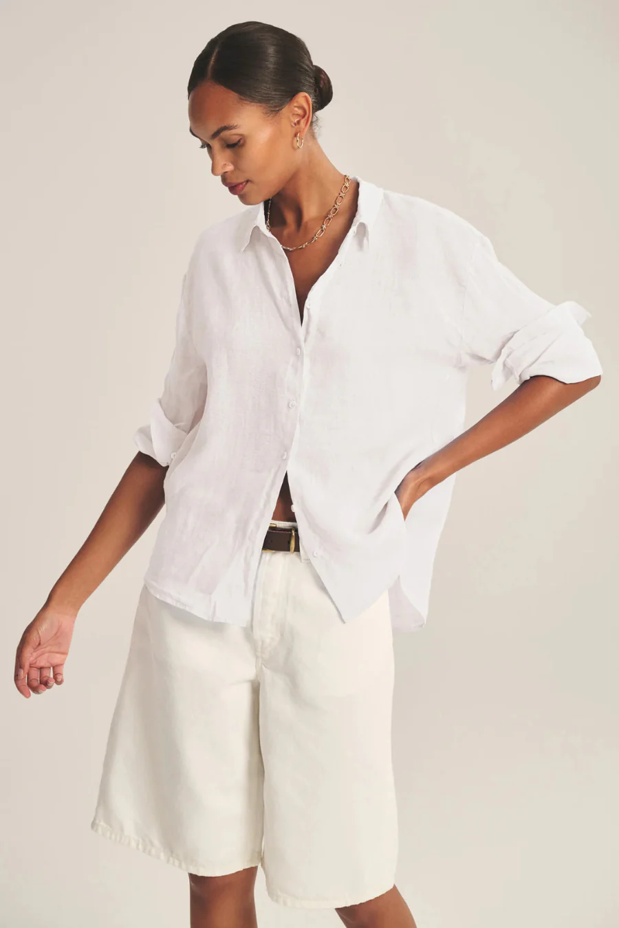 Brighton Linen Shirt White - Image 3