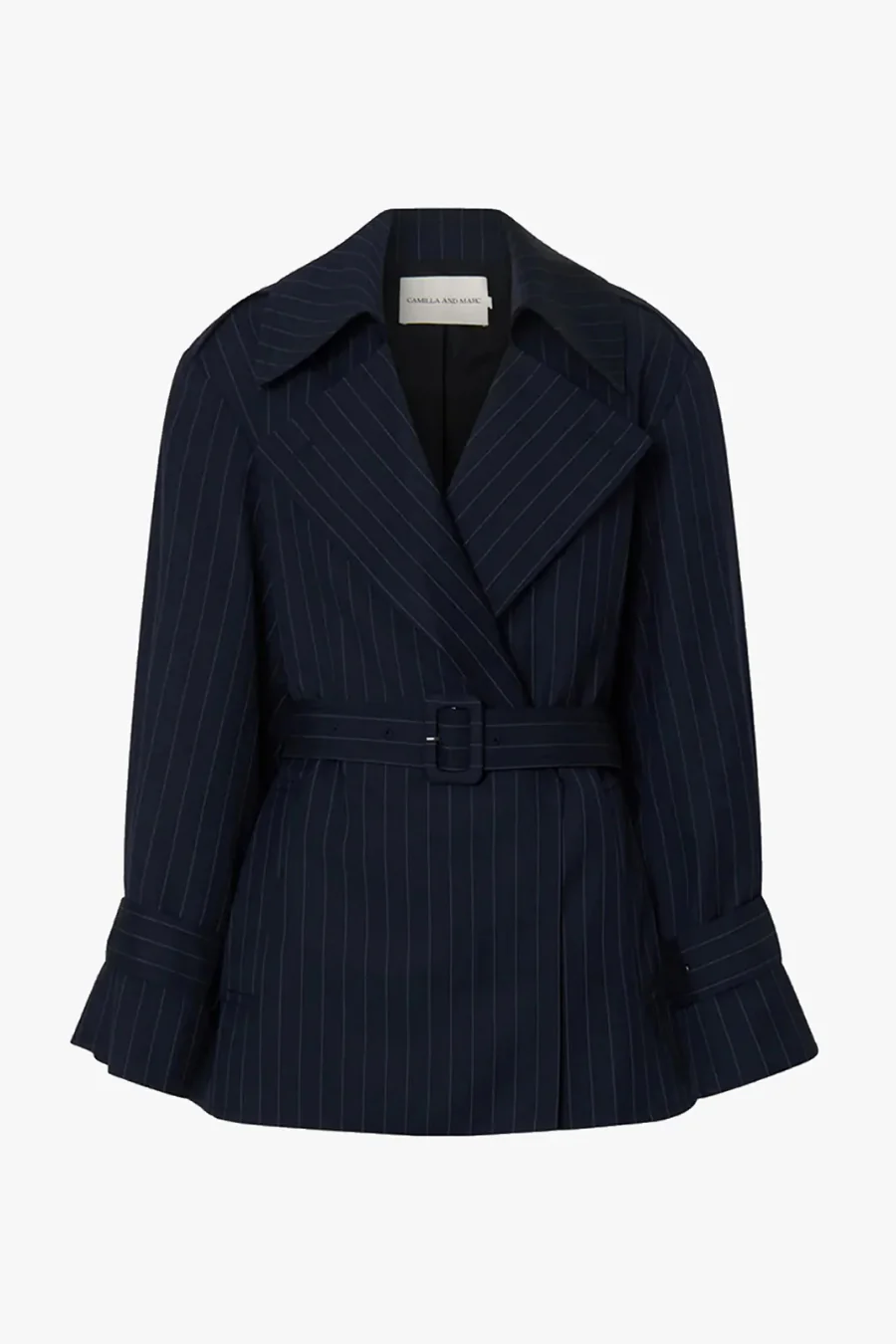 Brody Short Trench Coat French Navy Stripe - Image 4