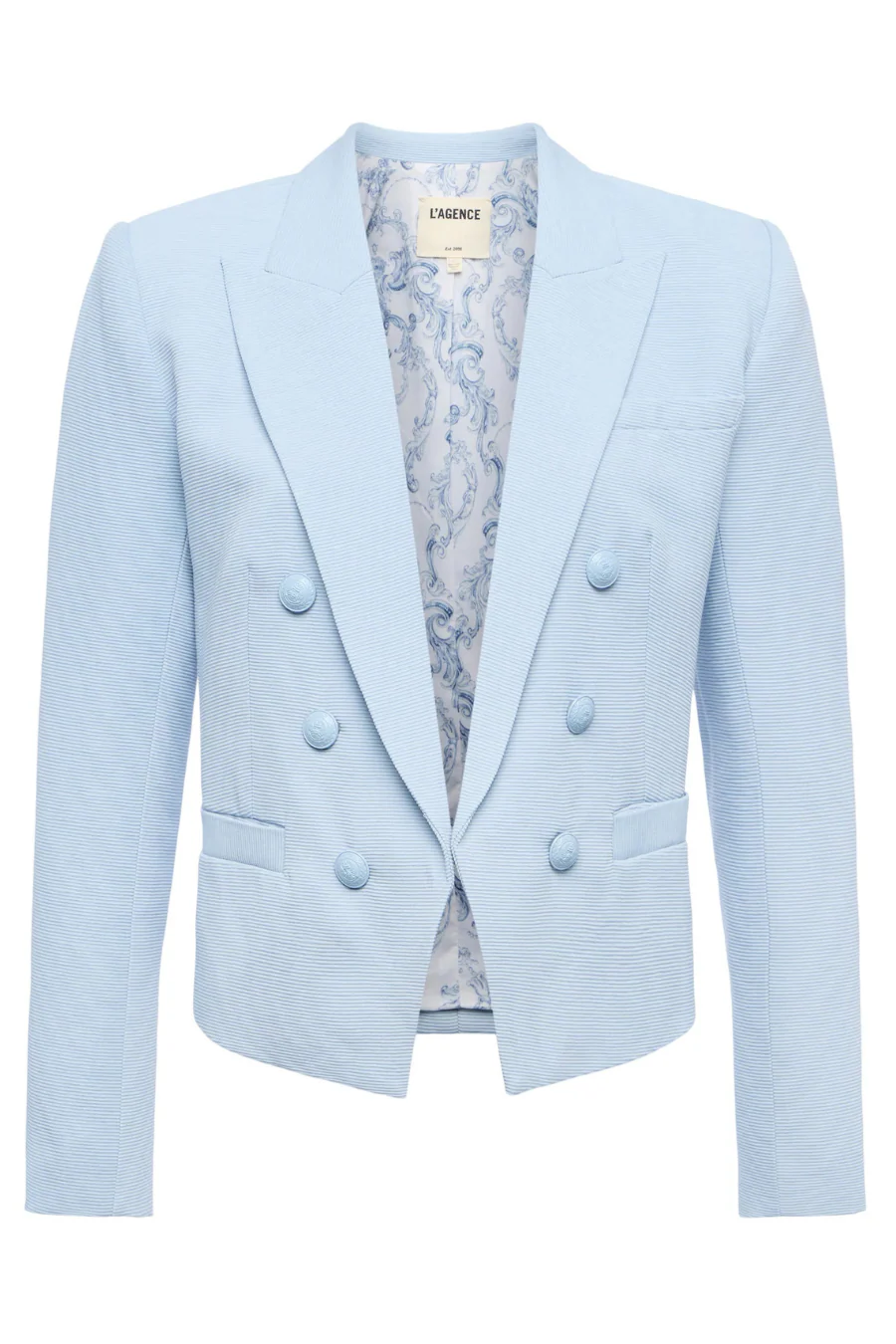 Brooke Open Front Blazer Blue Fog/ Scroll Toile - Image 5