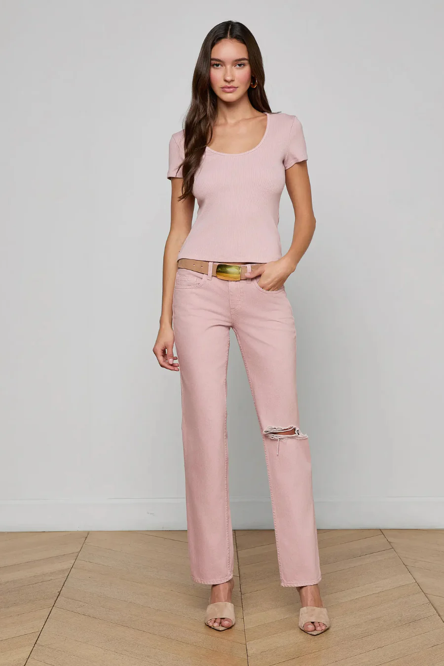 Brynlee Scoopneck Tee Pale Rose