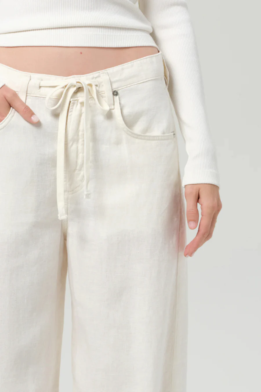 Brynn Drawstring Trouser Linen Vanilla - Image 3