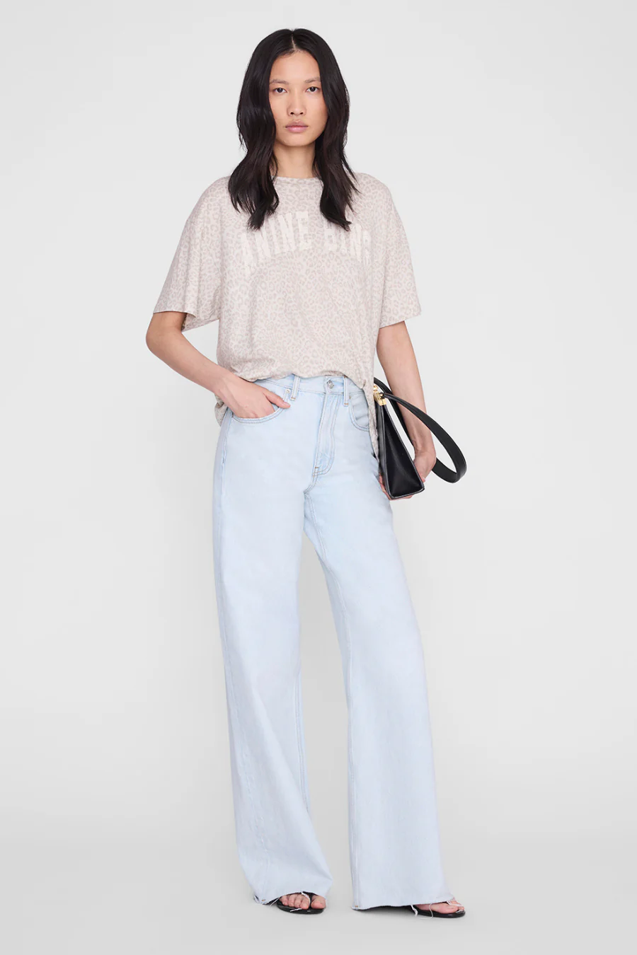 Cade Tee Anine Bing Washed White Leopard