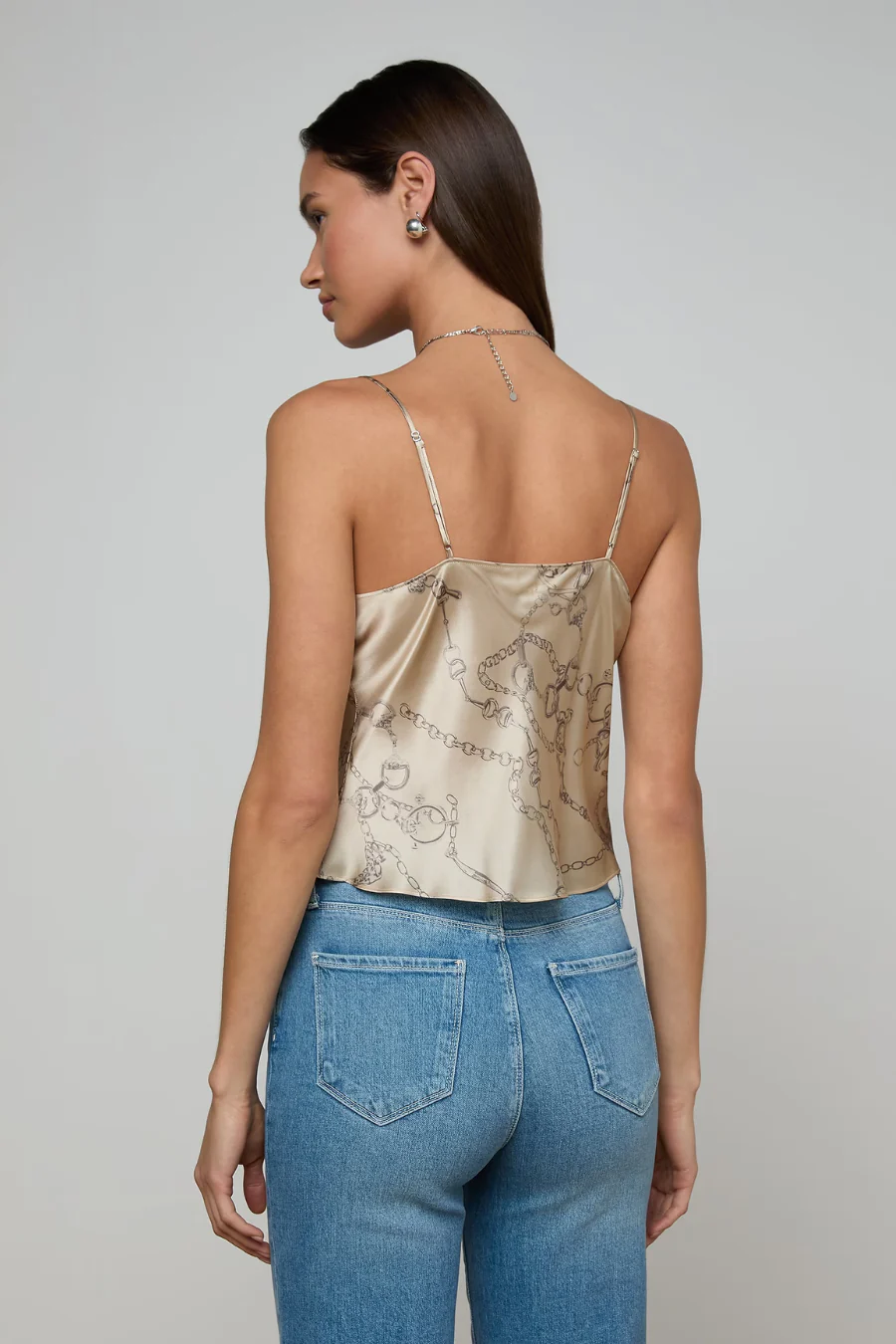 Calista Silk Camisole Macadamia Horsebit Chain - Image 2