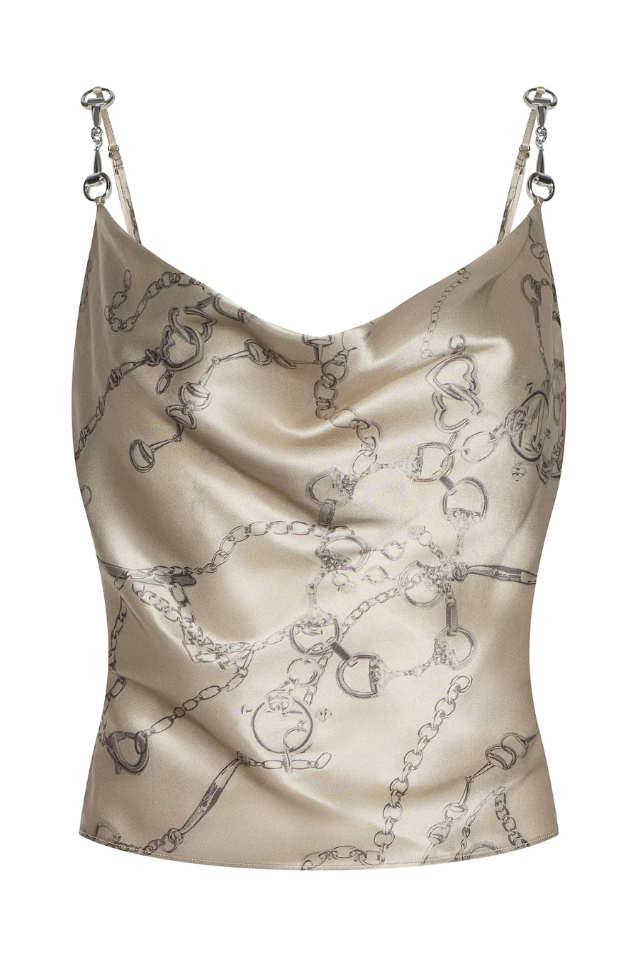 Calista Silk Camisole Macadamia Horsebit Chain - Image 4