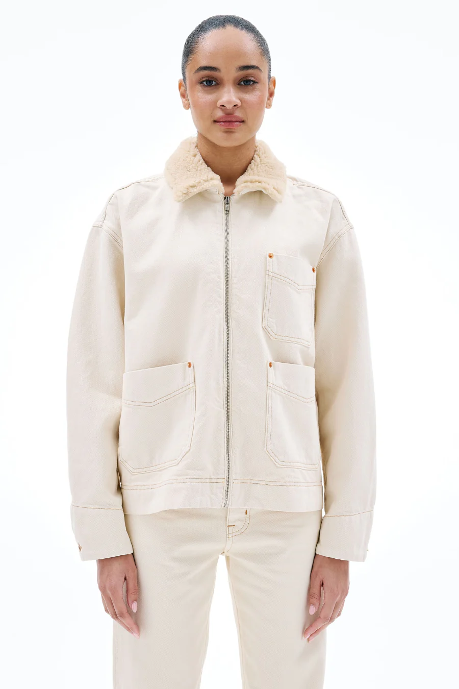 Casey Square Worker Jacket Winter Ecru