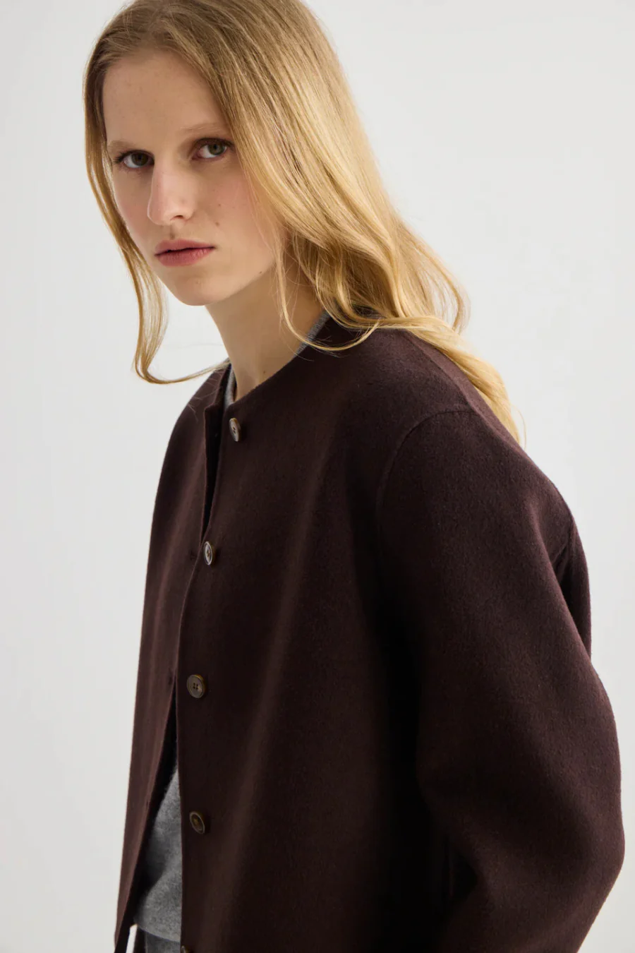 Cashmere Cardi Jacket Coffee - Image 3