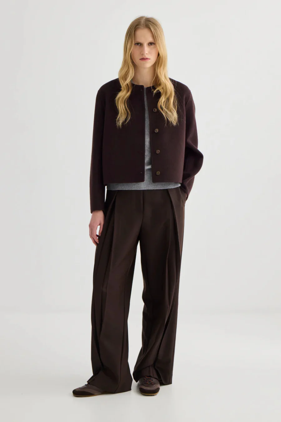 Cashmere Cardi Jacket Coffee - Image 4