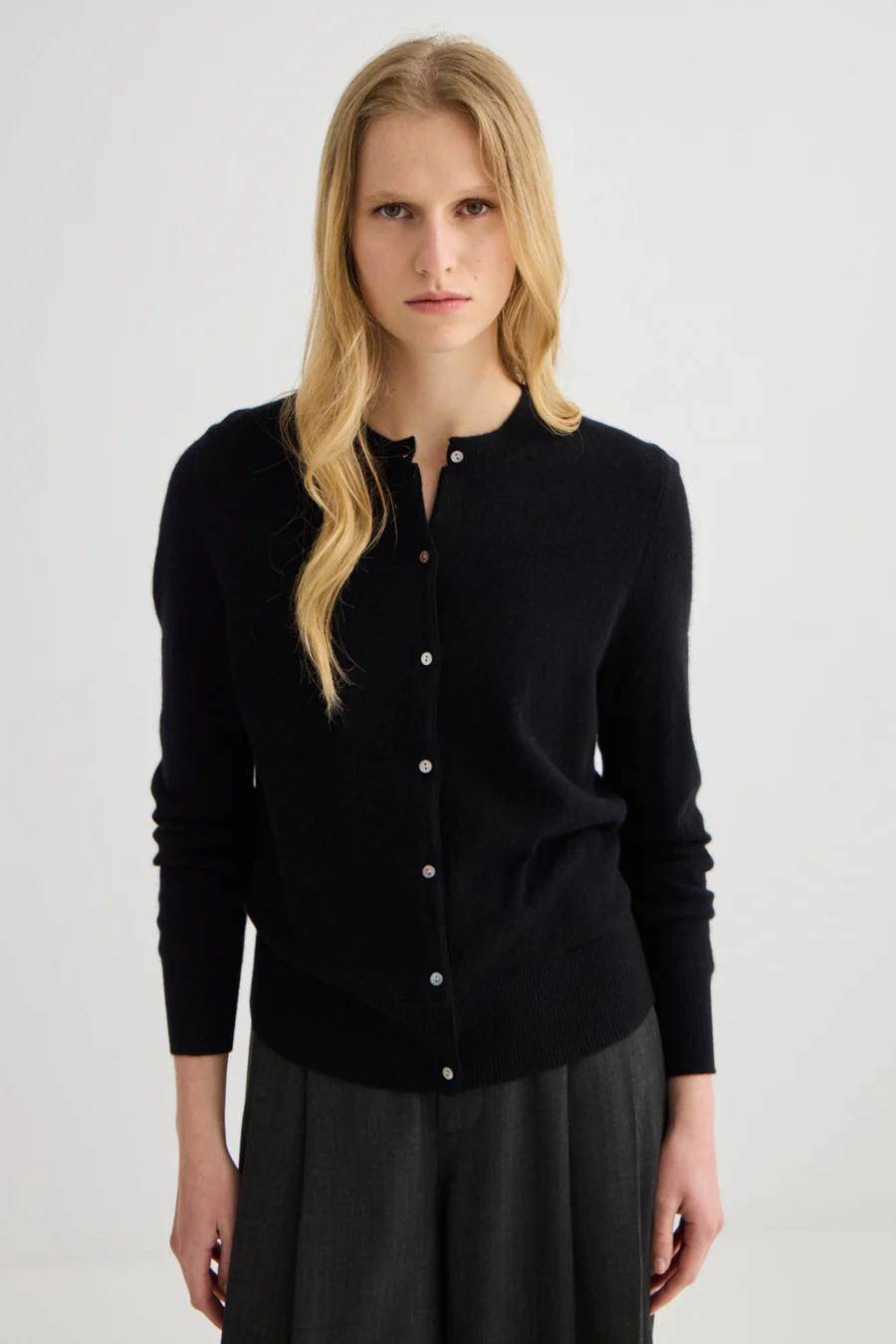 Cashmere Crewneck Cardigan Black