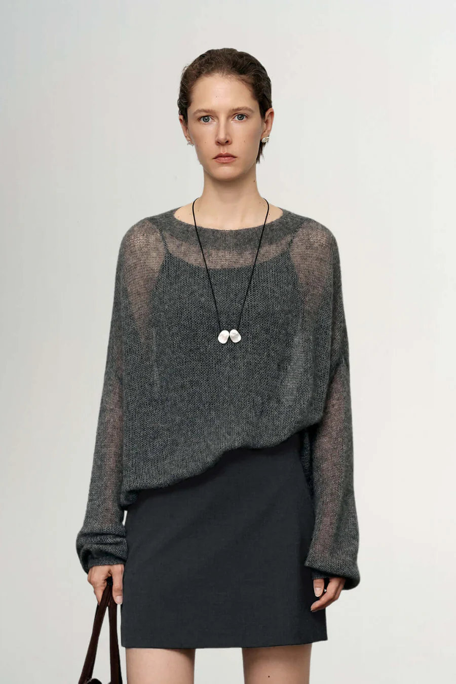 Cashmere Silk Sweater Dark Gray