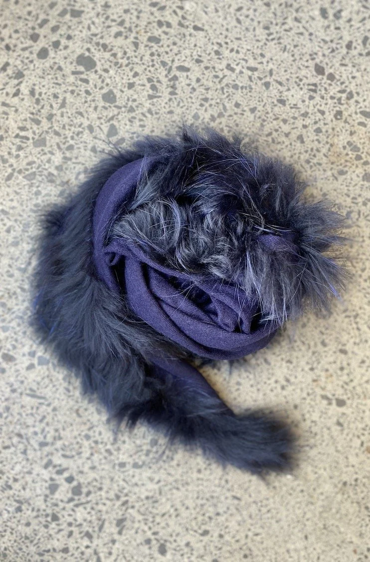 Cashmere And Fur Stole Navy