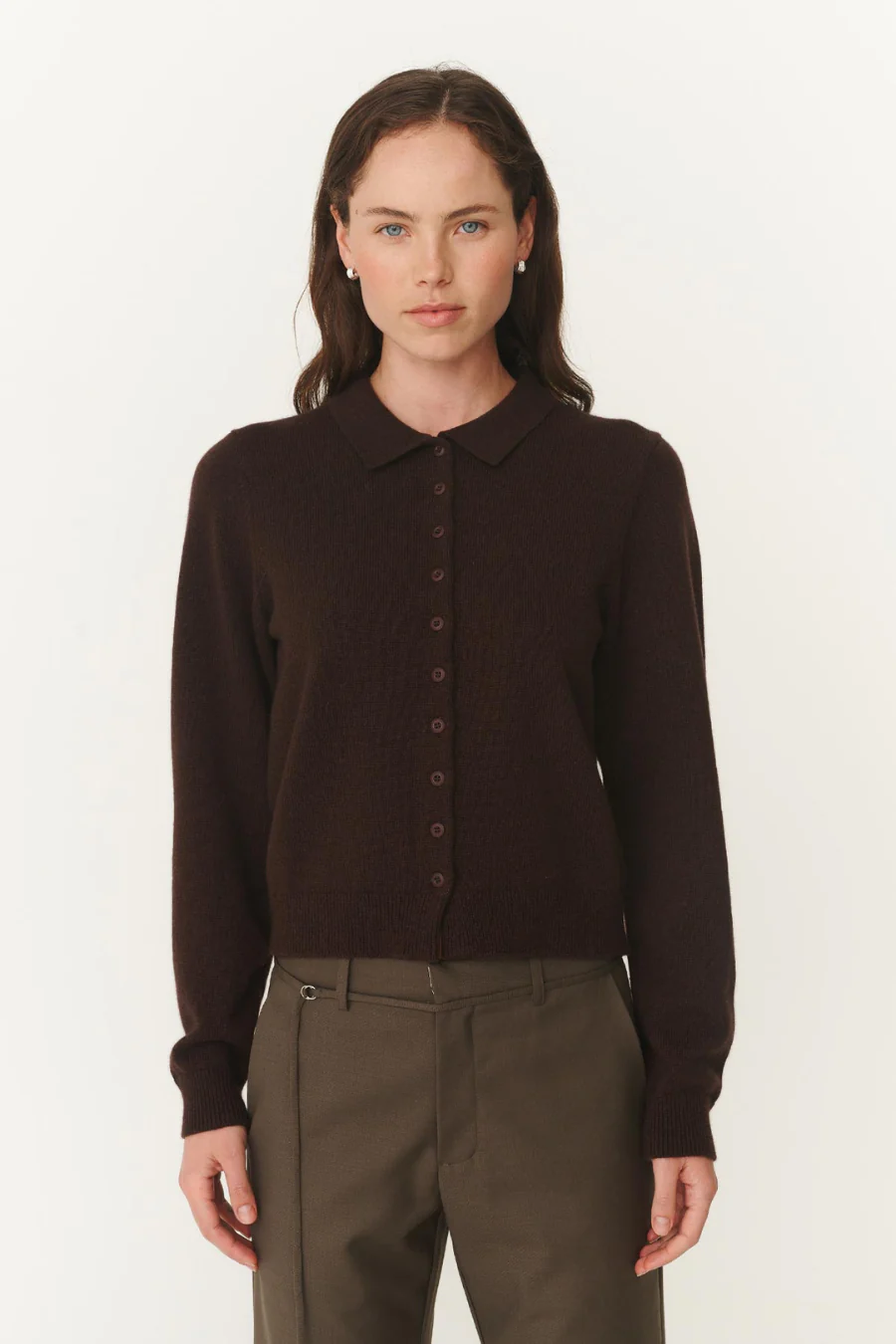 Celia Merino Knit Cardigan Dark Cacao