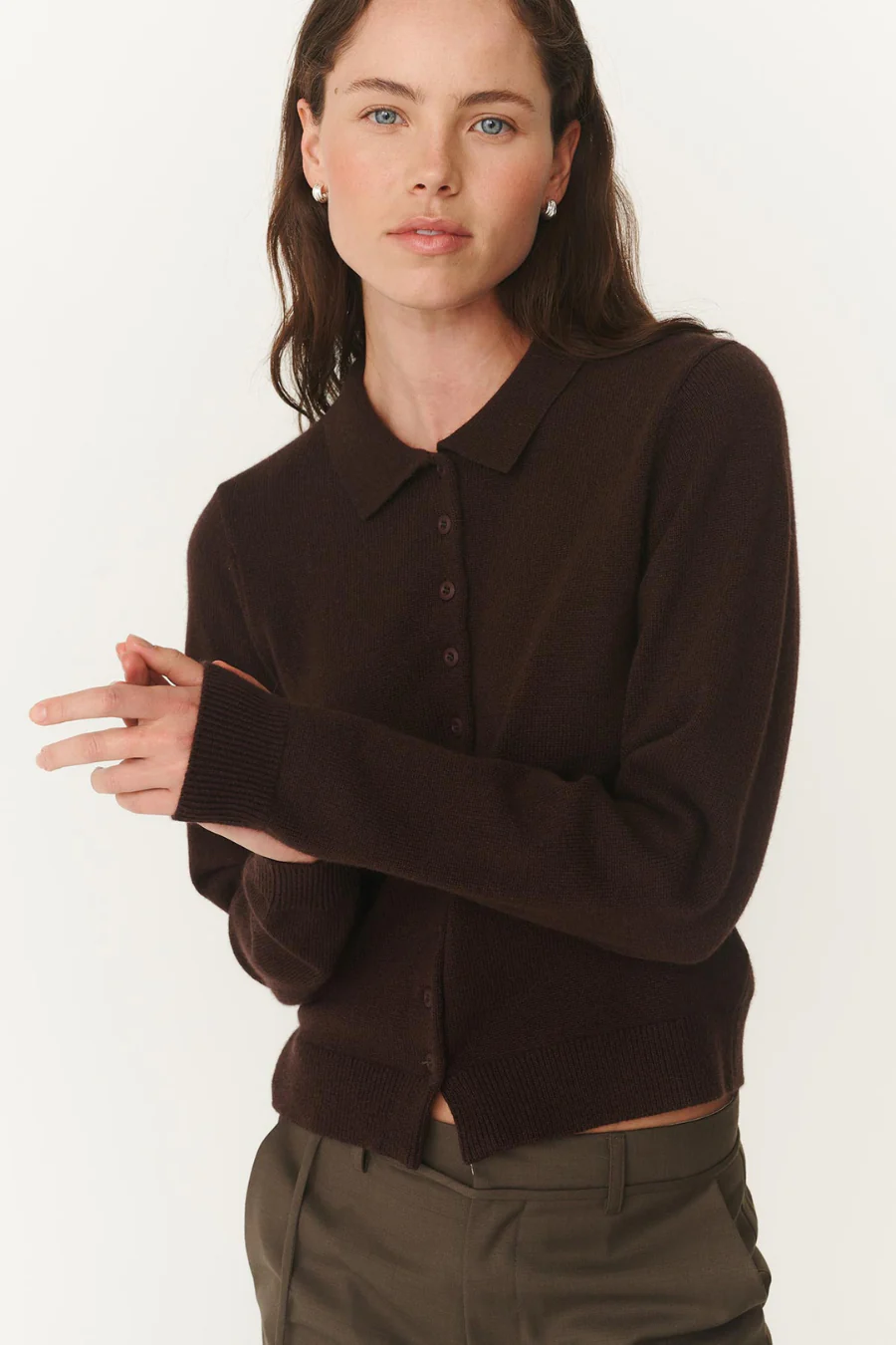 Celia Merino Knit Cardigan Dark Cacao - Image 3