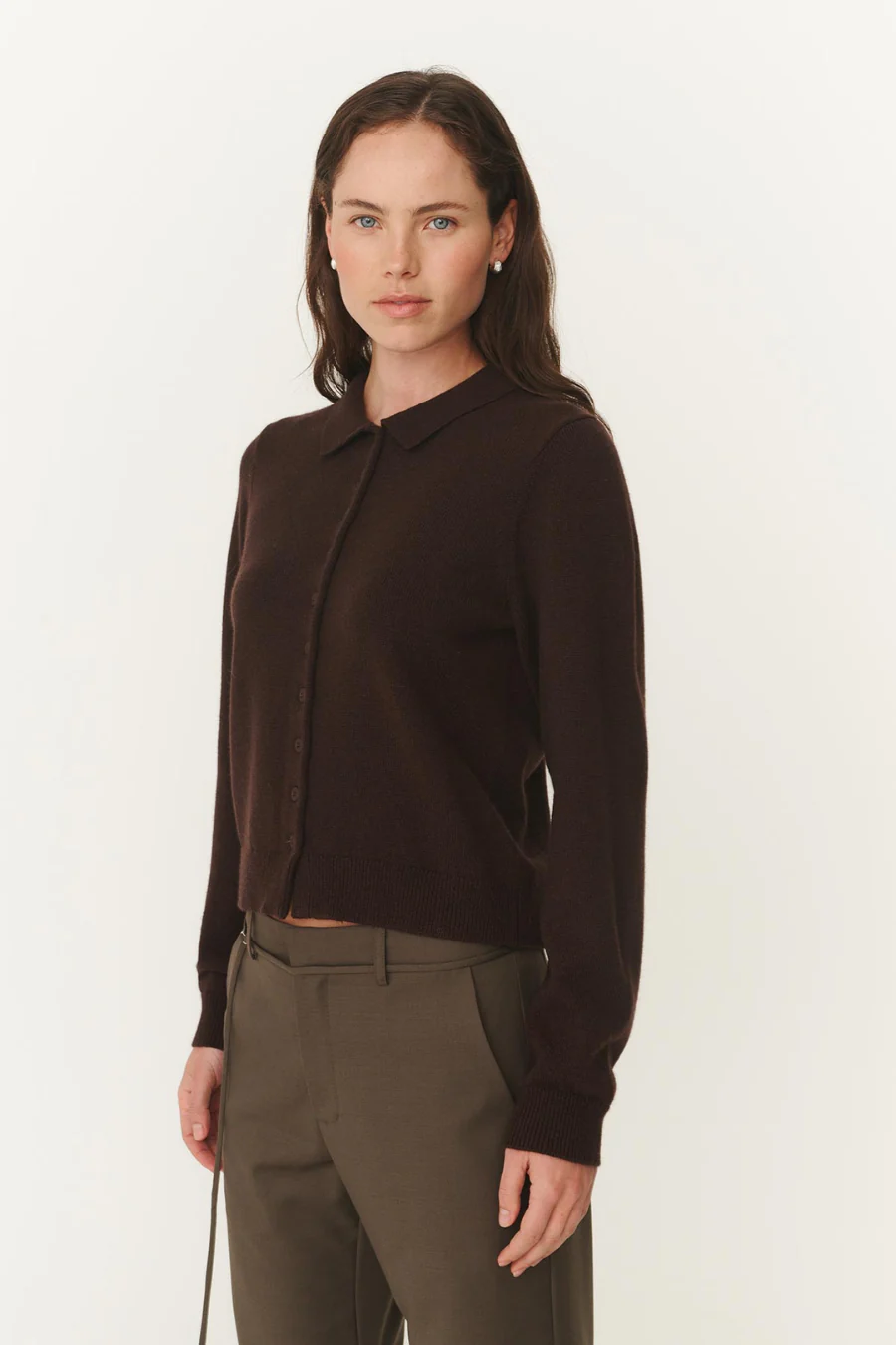 Celia Merino Knit Cardigan Dark Cacao - Image 4