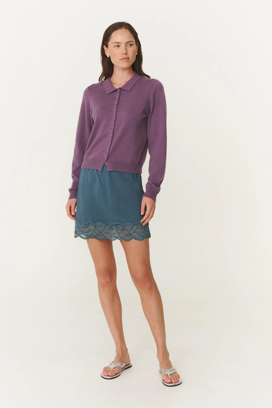 Celia Merino Knit Cardigan Grape - Image 4