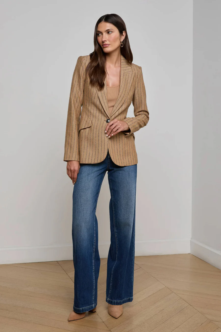 Chamberlain Blazer Tan Charcoal Stripe - Image 3