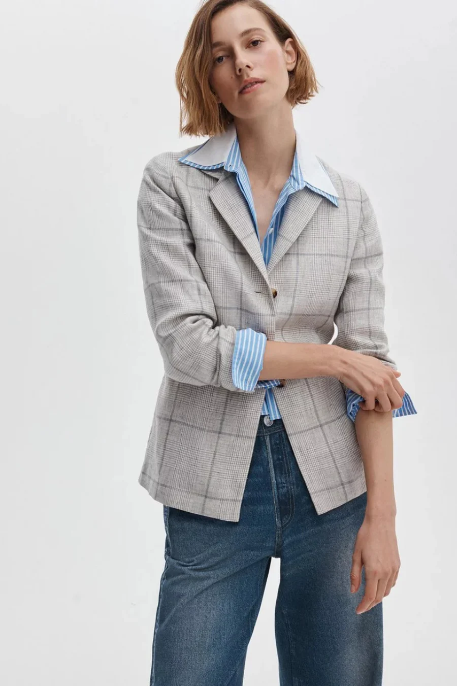 Chappell Plaid Blazer White Multi